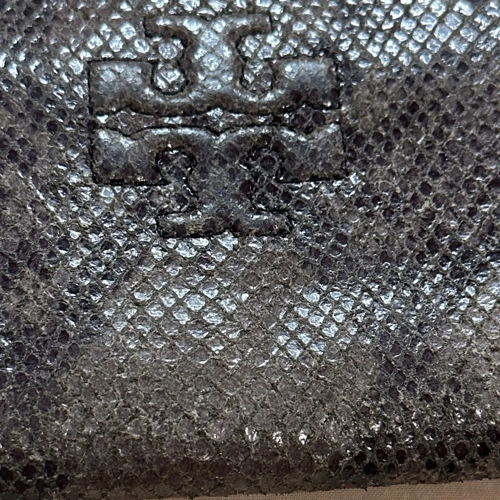 Tory Burch Charcoal Snake Print Wallet with New Tory Burch Dustbag